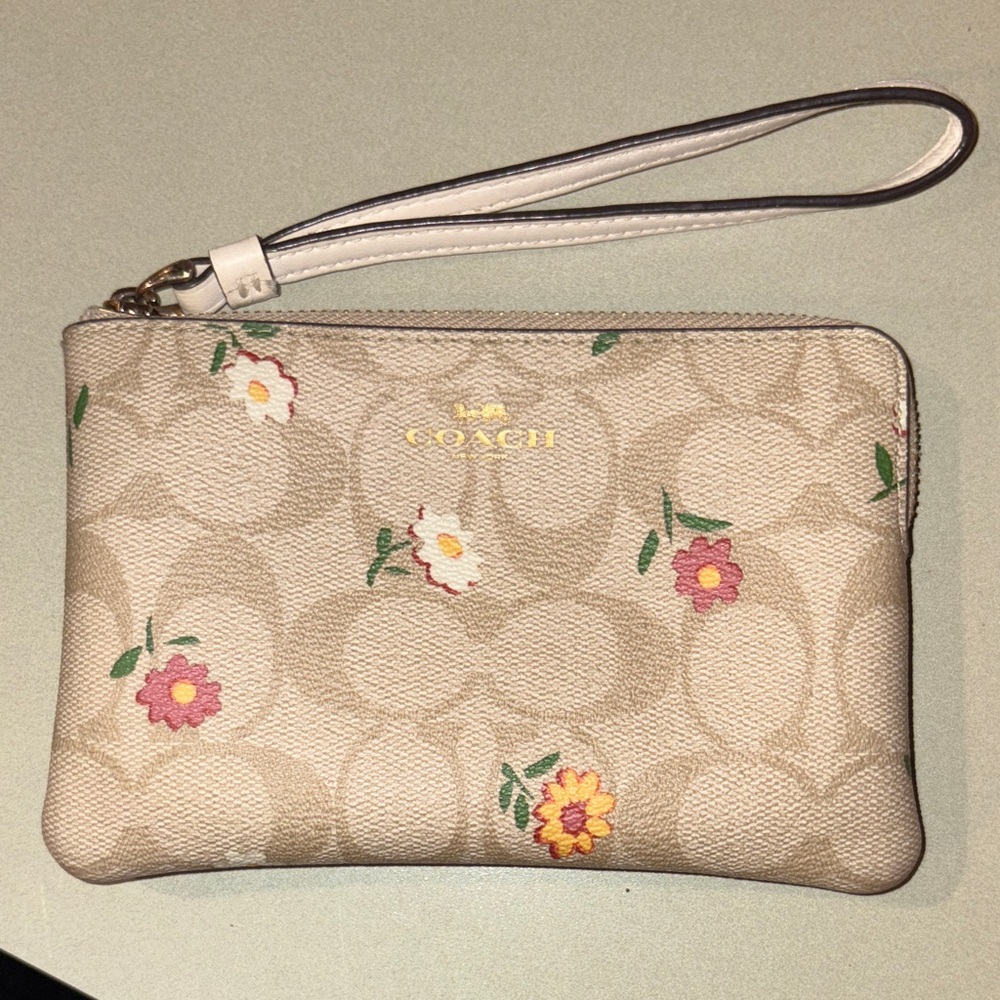 Coach Wristlet with Floral Design